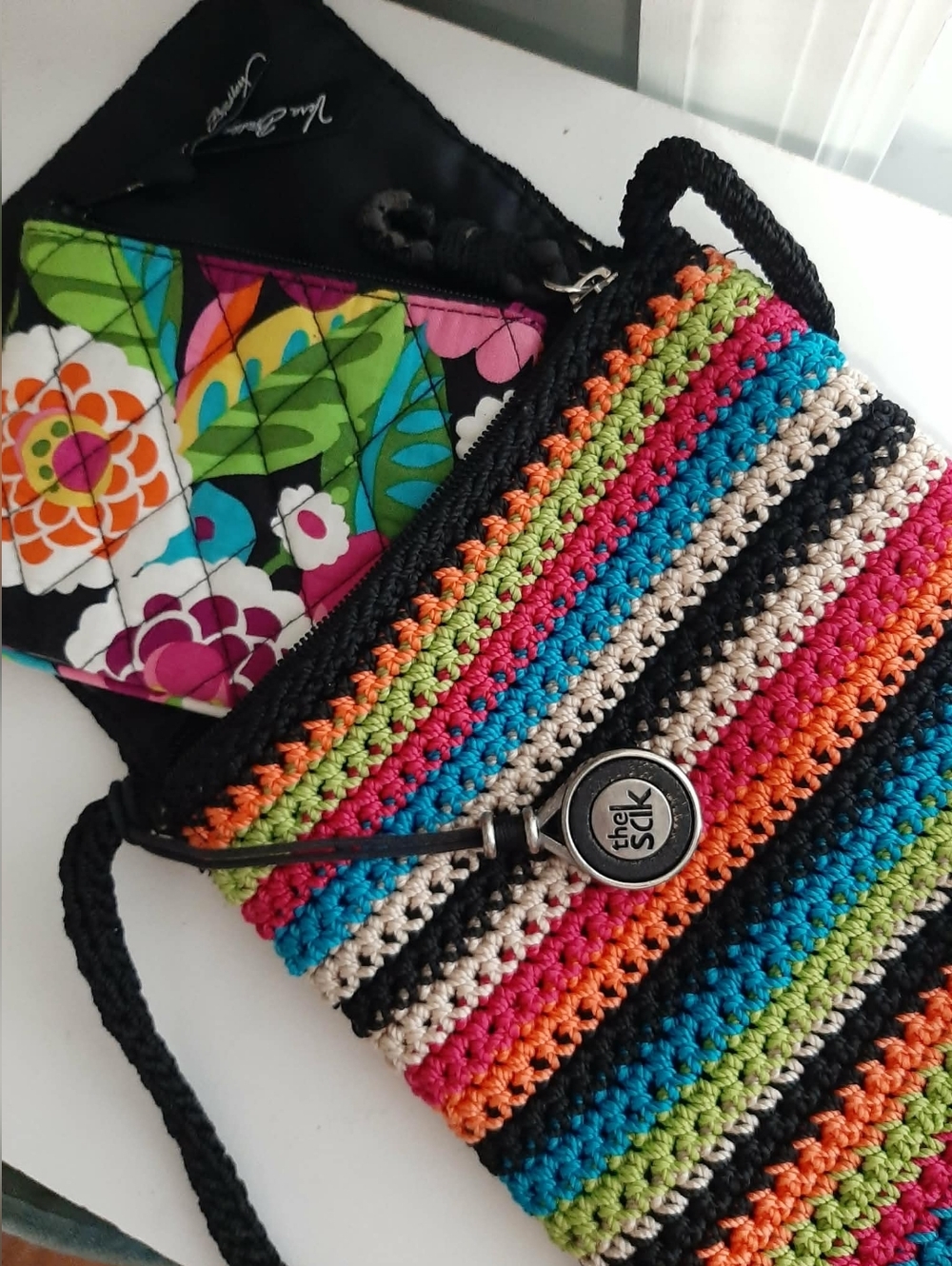 THE SAK/VERA BRADLEY "Lucia" Crochet Crossbody Flap Bag & VaVaBloom ID/Coin Set - Picture 10 of 12